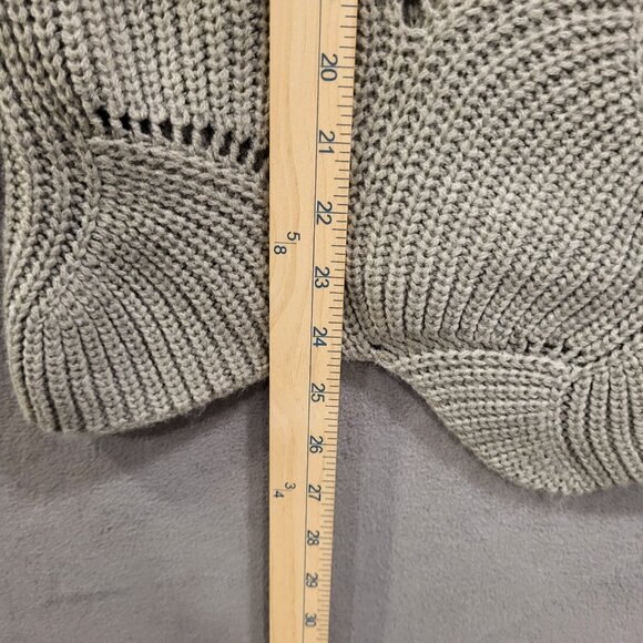 Chunky Ribbed Knit Sweater Size Small Batwing Scalloped Hem Boho Hippie - Picture 6 of 6